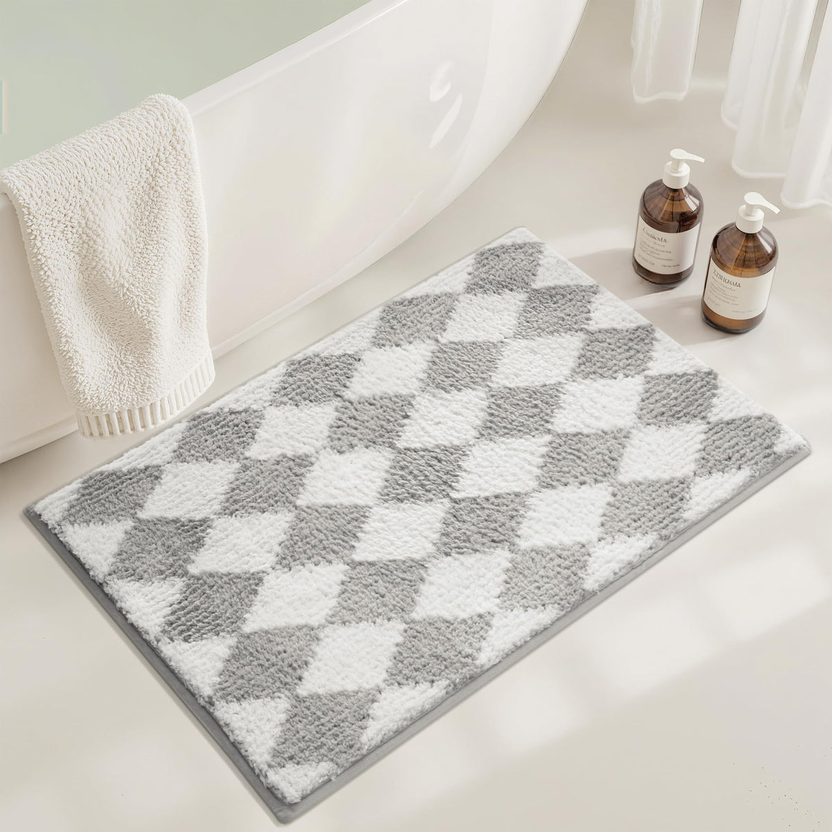 GRANNY SAYS Gray Bathroom Rug 20" x 30", Non-Slip Microfiber Bath Mat