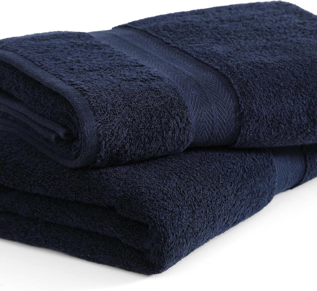 Tommy Hilfiger - Bath Towel Set, Absorbent Cotton Terry with Zero Twist, Medium Weight, Oeko-Tex Certified (Modern American Dark Blue, 2 Piece)