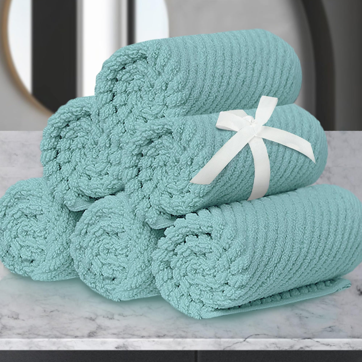 VOOVA & MOVAS 6PC Towel Set, 100% Cotton, Dark Grey