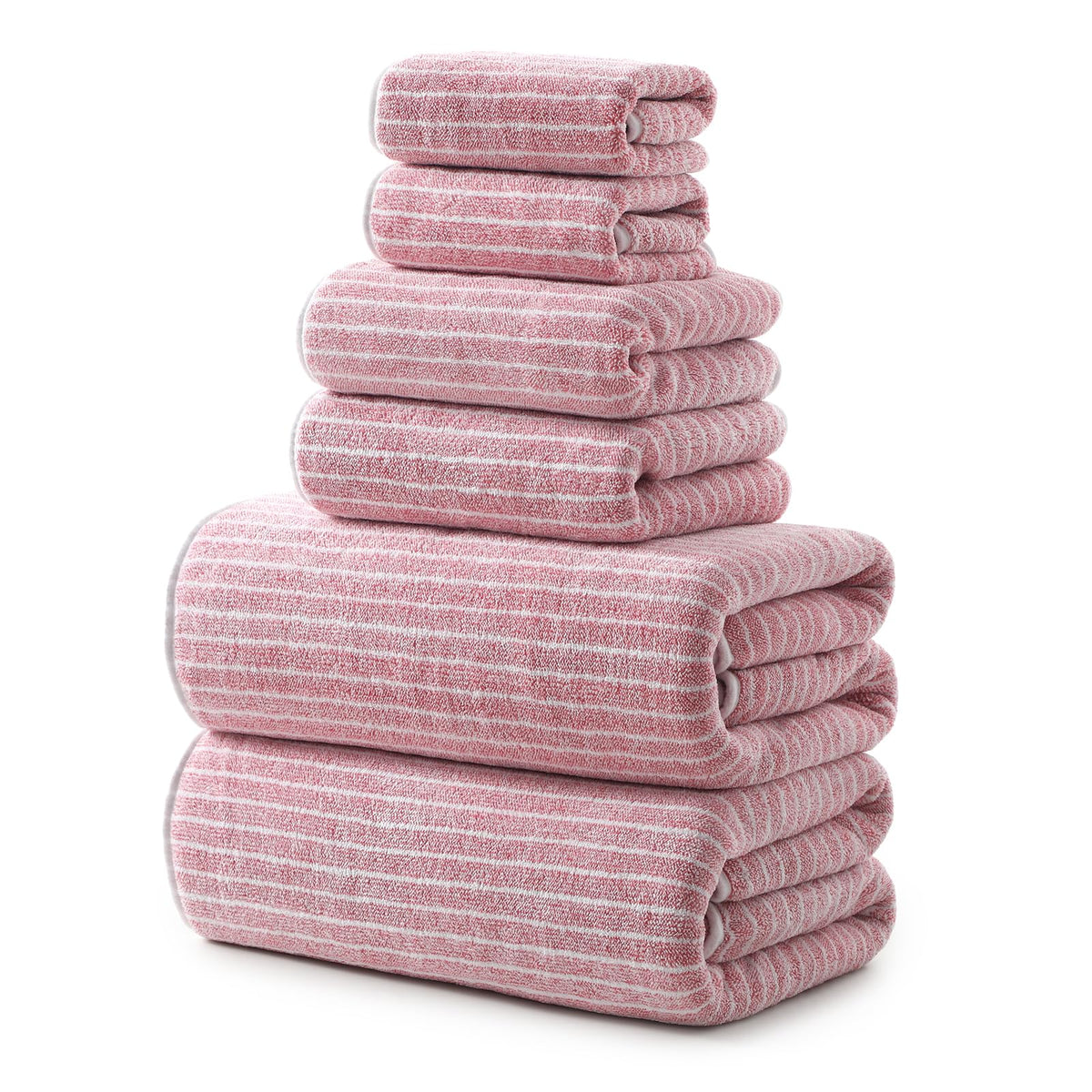 REDKISS 6-Piece Microfiber Bath Towel Set, Ultra Soft, Highly Absorbent & Quick Dry, 35x70 Inch Oversized, Taupe Towels for Bathroom, Spa, Gym, 2 Bath 2 Hand 2 Washcloths