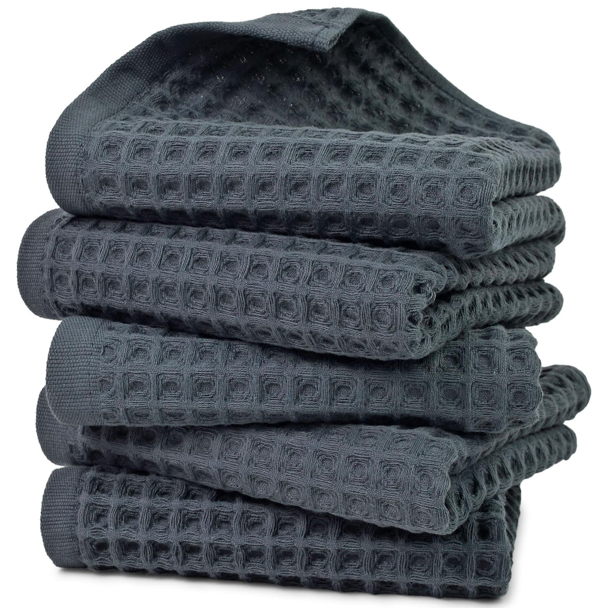 Jacquotha Waffle Hand Towels 2-Piece (Mist White) – Cotton, Quick Dry, Lint Free, 13” x 29”