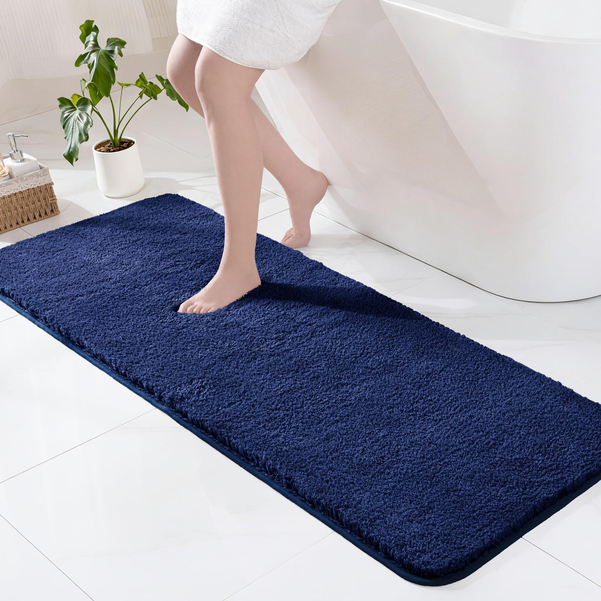 Exclusivo Mezcla Bathroom Rugs Mats 17x24, Navy Blue