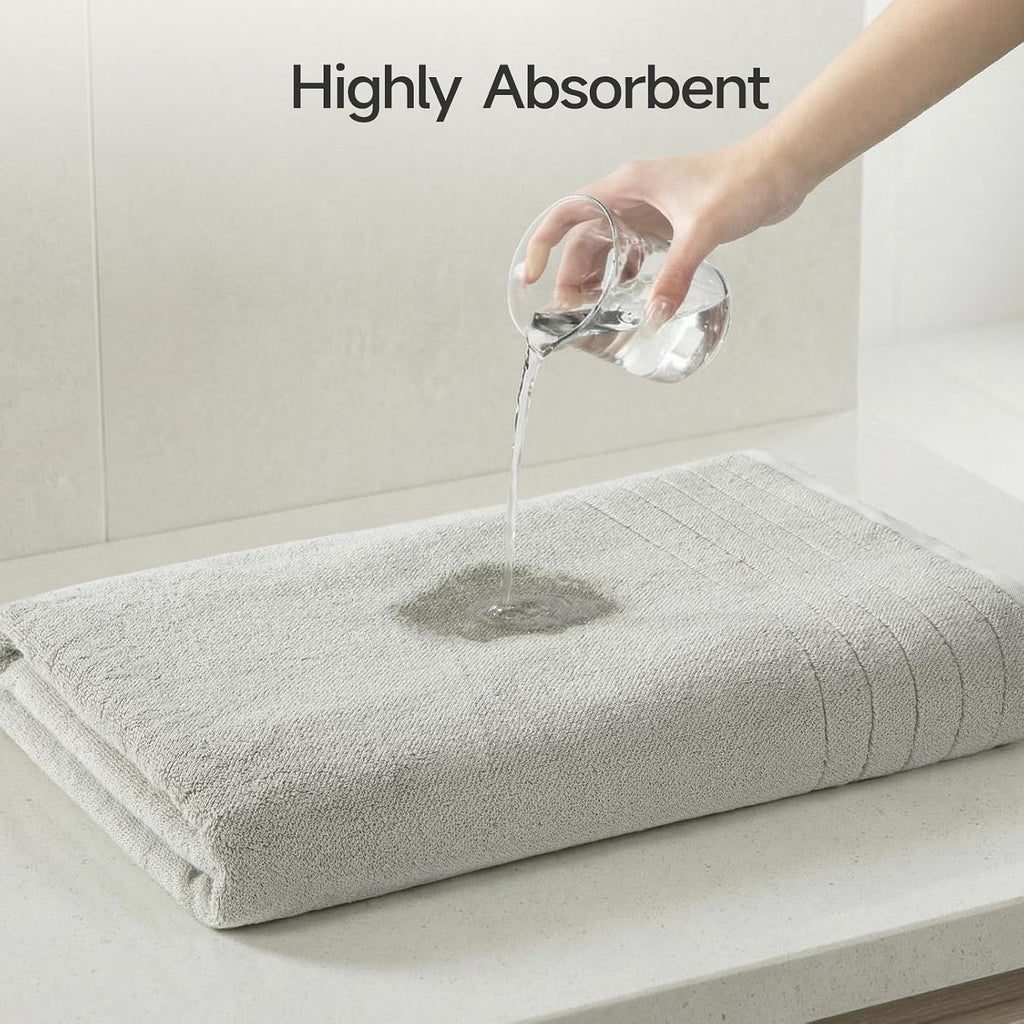 REDKISS 2 Pack Extra Large 35x70 Inch Cotton Bath Towels, Light Gray