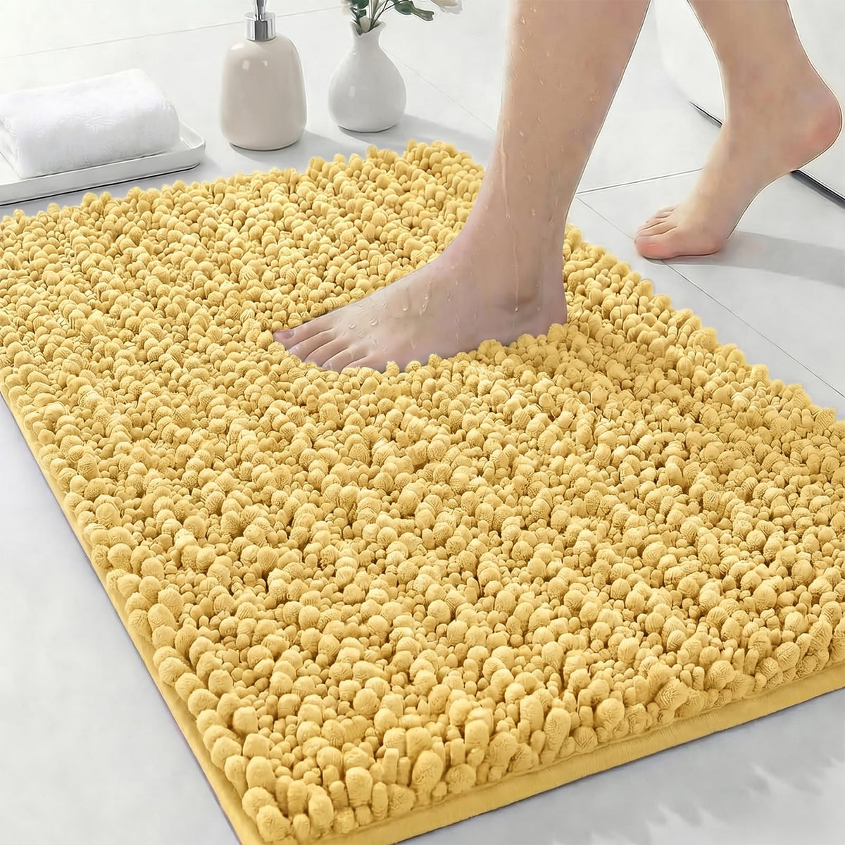 ILANGO Bathroom Rugs Dark Grey 32x20,Extra Soft Absorbent Chenille Bath Rugs,Thick Non-Slip Shaggy Bath Mat,Machine Washable Quick Dry Bath Mats for Bathroom Floor, Tub, Shower Accessories