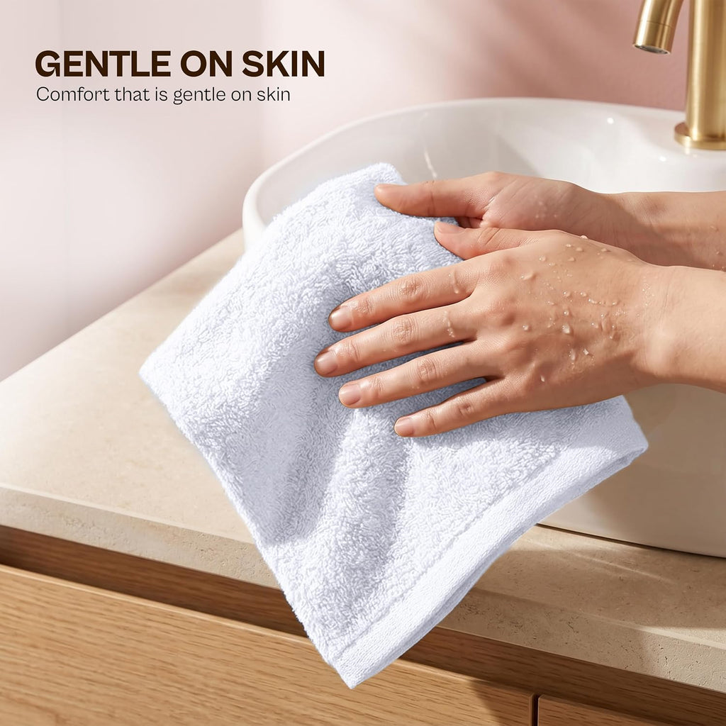 Utopia Towels 24 Pack Cotton Washcloths Set, 100% Ring Spun Cotton, Premium Quality Flannel Face Cloths, Highly Absorbent and Soft Feel Fingertip Towels, White
