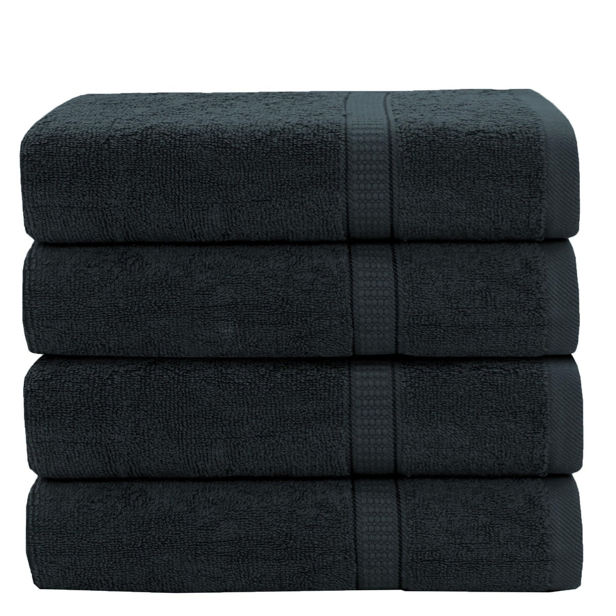 GOLD TEXTILES Premium Black Bath Mat - 2 Pack 22x34 Inches - Not a Bathroom Rug - 100% Ring Spun Cotton - Highly Absorbent & Non Slip Shower Bathroom Floor Mat Towel - Machine Washable