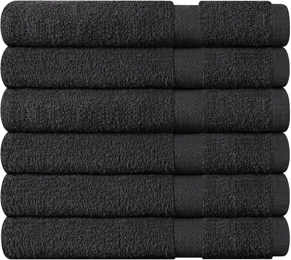 Towel and Linen Mart 100% Cotton Grey 6 Pack Medium Bath Towel Set, Quick Dry, Super Absorbent, Light Weight, Soft Feel, Premium Towels for Hotel, Spa and Bathroom (24 X 48 6 Pack, Grey)