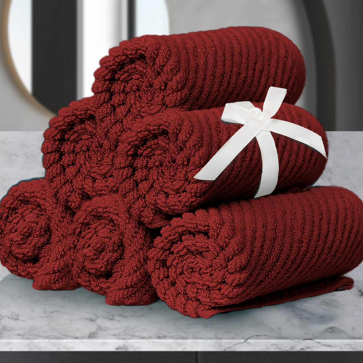 VOOVA & MOVAS 6PC Towel Set, 100% Cotton, Dark Grey