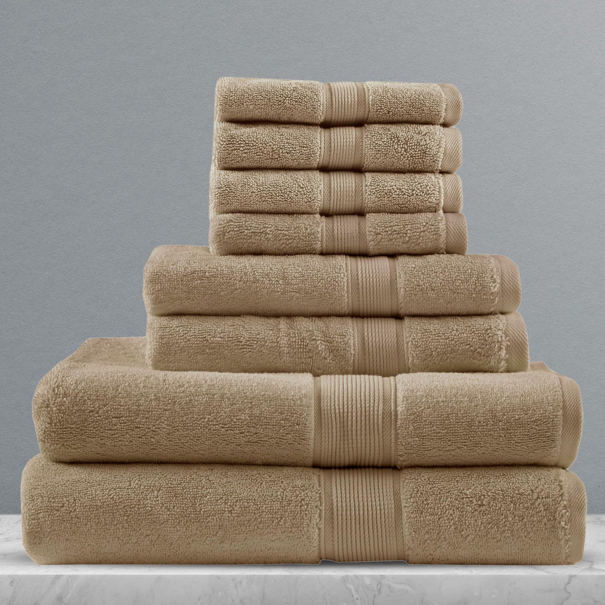 Madison Park 800GSM 100% Cotton Bathroom Bath Towel Set of 8, Light Blue