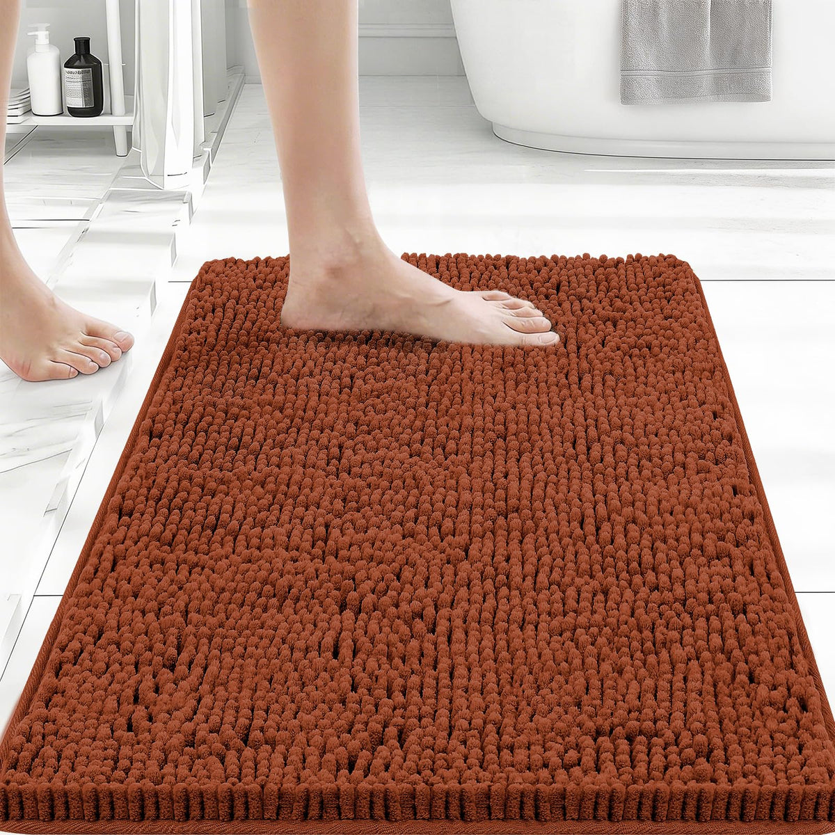 Bcoimo Small Bath Rug Mat,Sage Chenille High Absorbent Bathroom Floor Mats