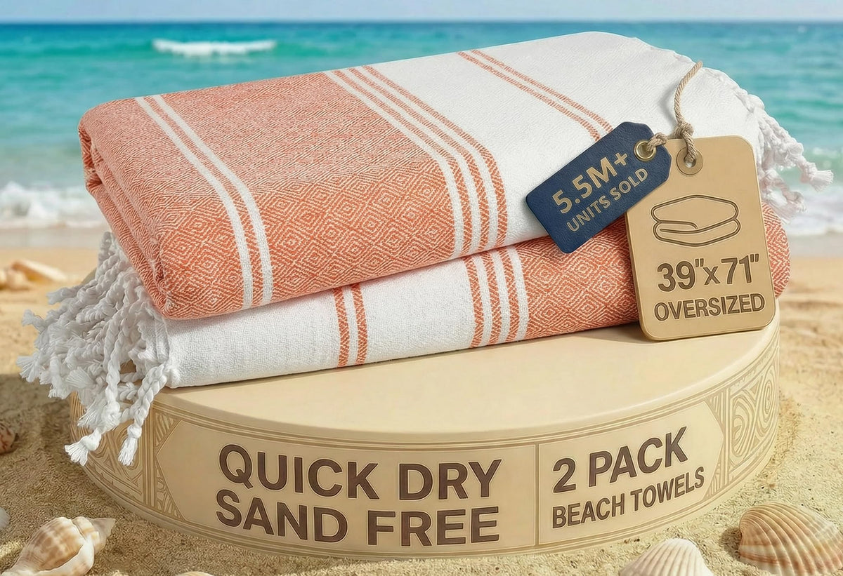 LANE LINEN Turkish Towels 6 Pcs, Beach Towels Oversized, Soft - Beach Party