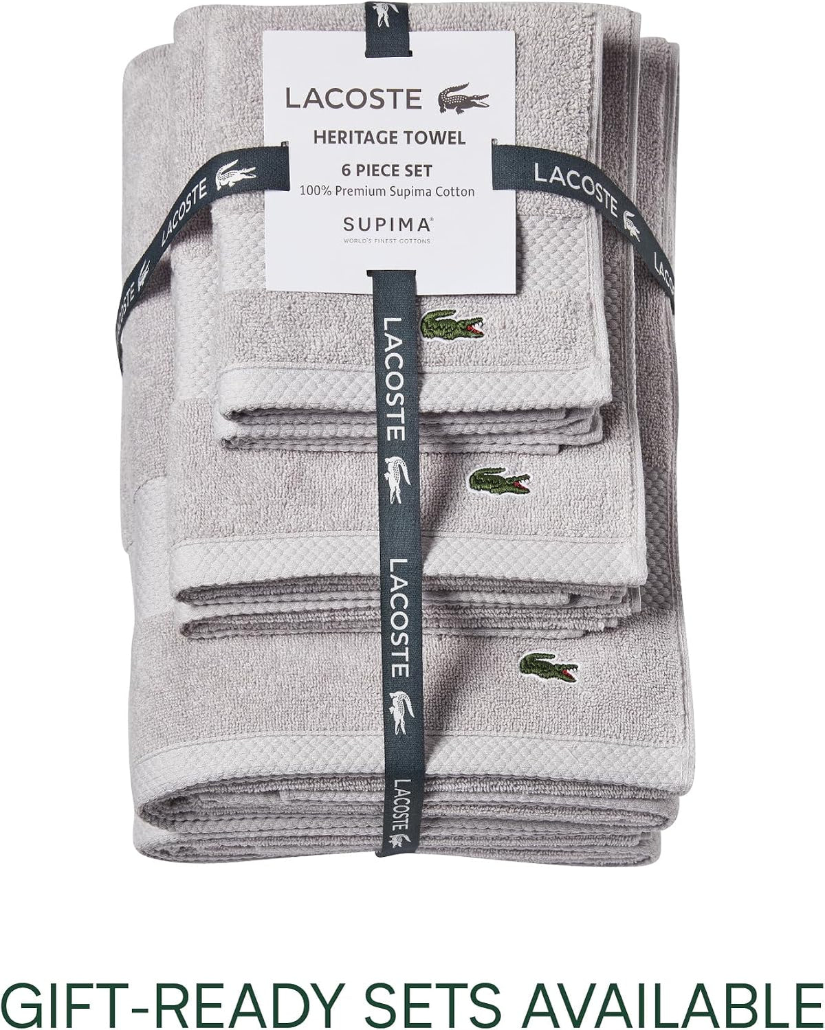 Lacoste Heritage 100% Supima Cotton Bath Towel 30" x 54", Micro Chip