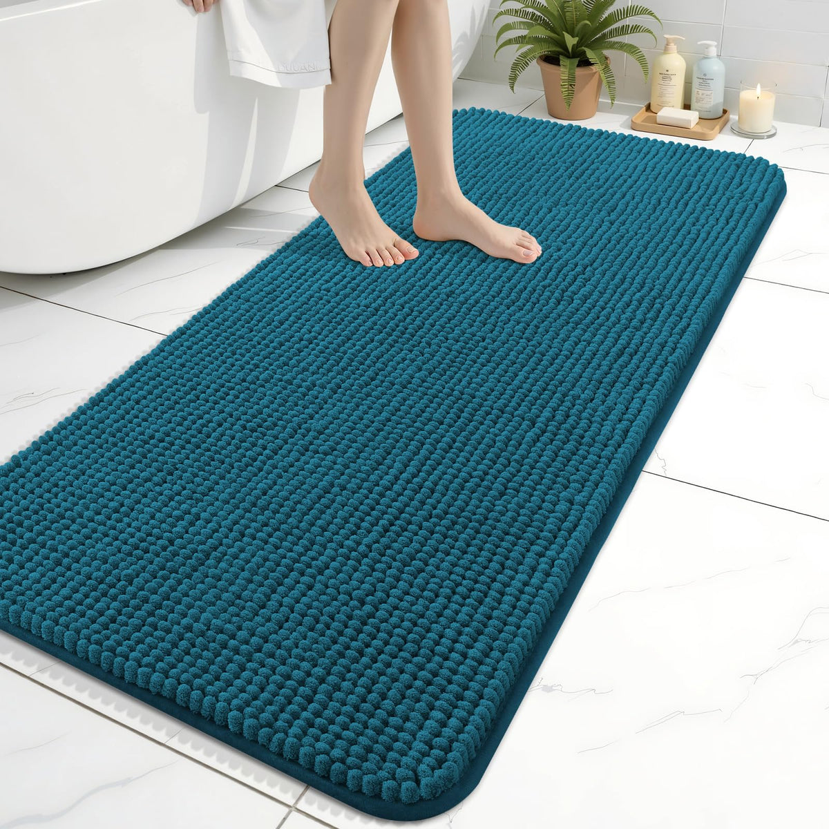 Arotive Chenille Bathroom Rugs 30x20, Soft Absorbent Bath Mat, Grey