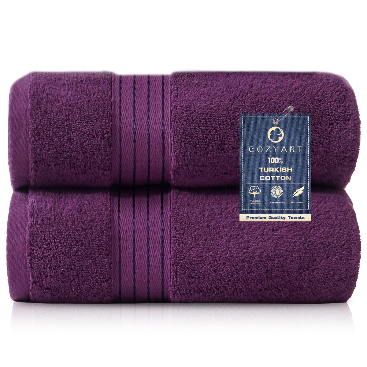 COZYART Luxury Bath Towel Set 6 Pcs, Dark Green 100% Turkish Cotton 650 GSM
