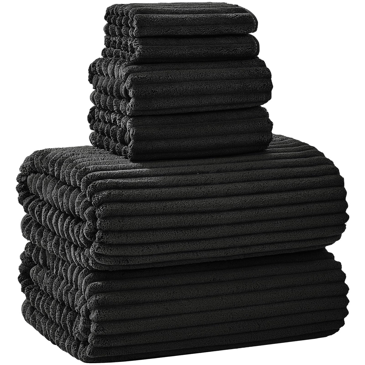 6 PC Bath Towel Set, 40"x80" Oversized Bath Sheets, Navy Blue