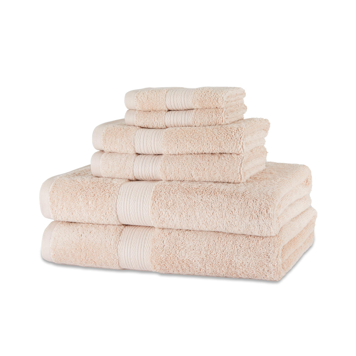 Amazon Basics 6-Piece Oversized Highly Absorbent Fade-Resistant Towel Set, 100% Cotton Towels for Bathroom, Soft, 2 Bath Towels, 2 Hand Towels, 2 Washcloths, White