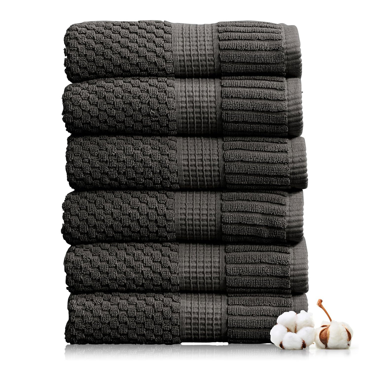 NY Loft 100% Cotton 6-Piece Bath Towel Set | Pink | Oeko-TEX | Quick-Dry