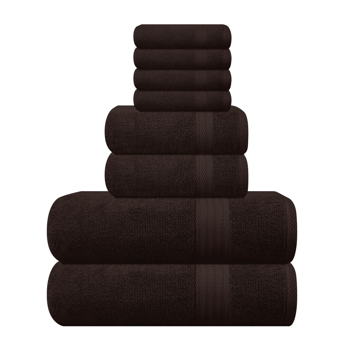 GLAMBURG Ultra Soft 8-Piece Towel Set - 100% Pure Ringspun Cotton, Contains 2 Oversized Bath Towels 27x54, 2 Hand Towels 16x28, 4 Wash Cloths 13x13 - Ideal for Everyday use, Hotel & Spa - Black