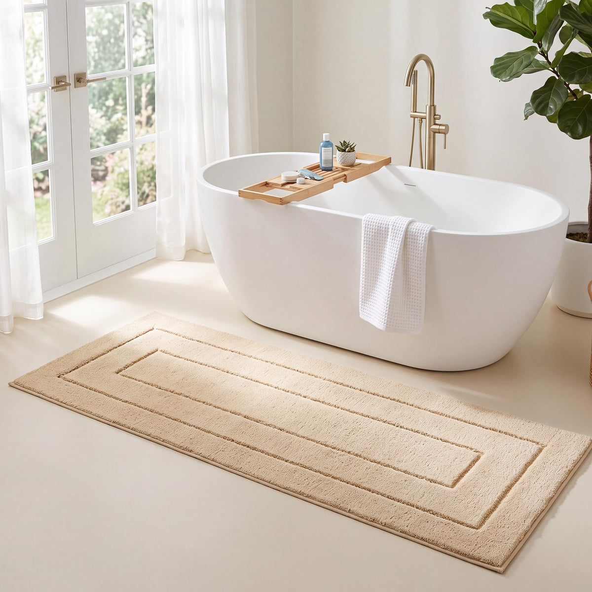 GRANNY SAYS Gray Bathroom Rug 20" x 30", Non-Slip Microfiber Bath Mat