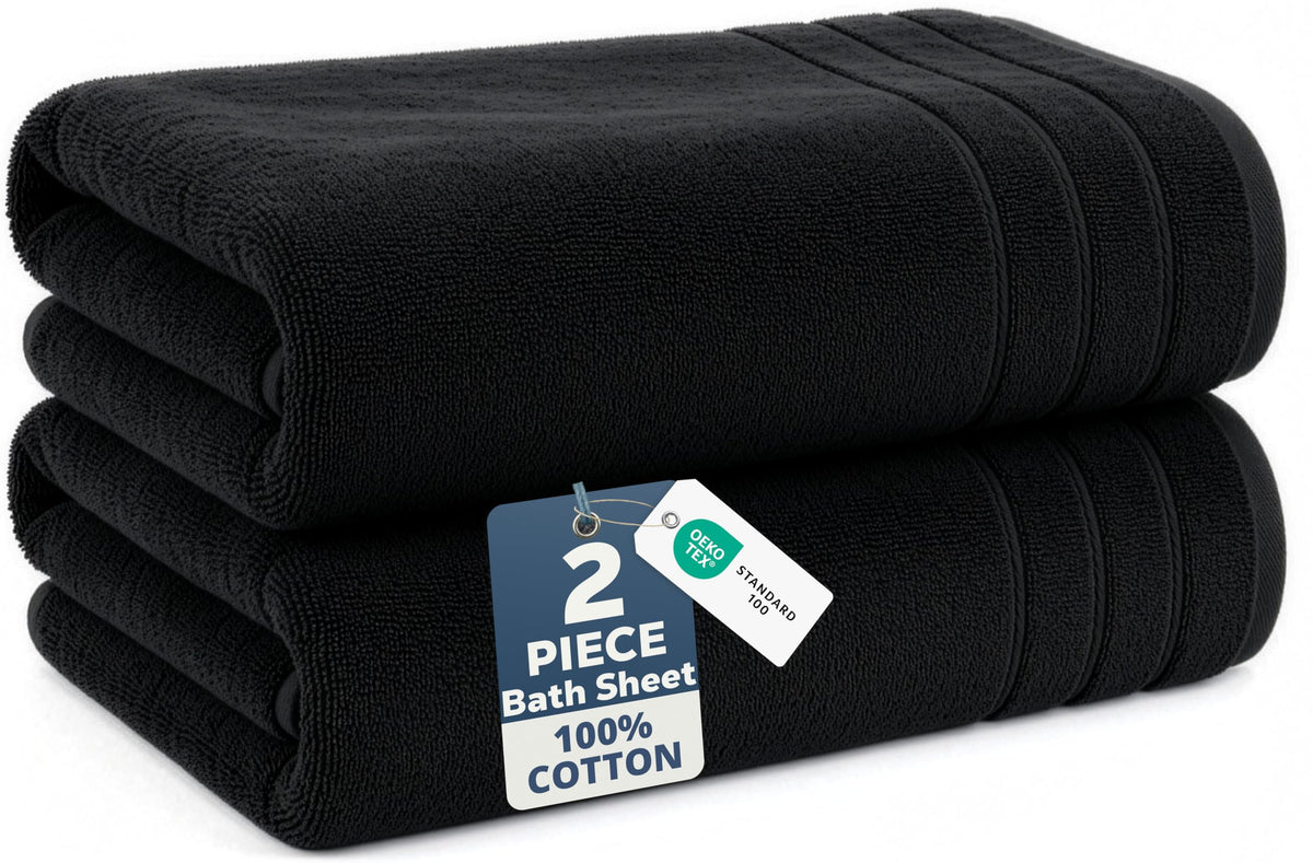 Casa Platino Bath Towels 100% Cotton 2 Piece Soft Absorbent - White