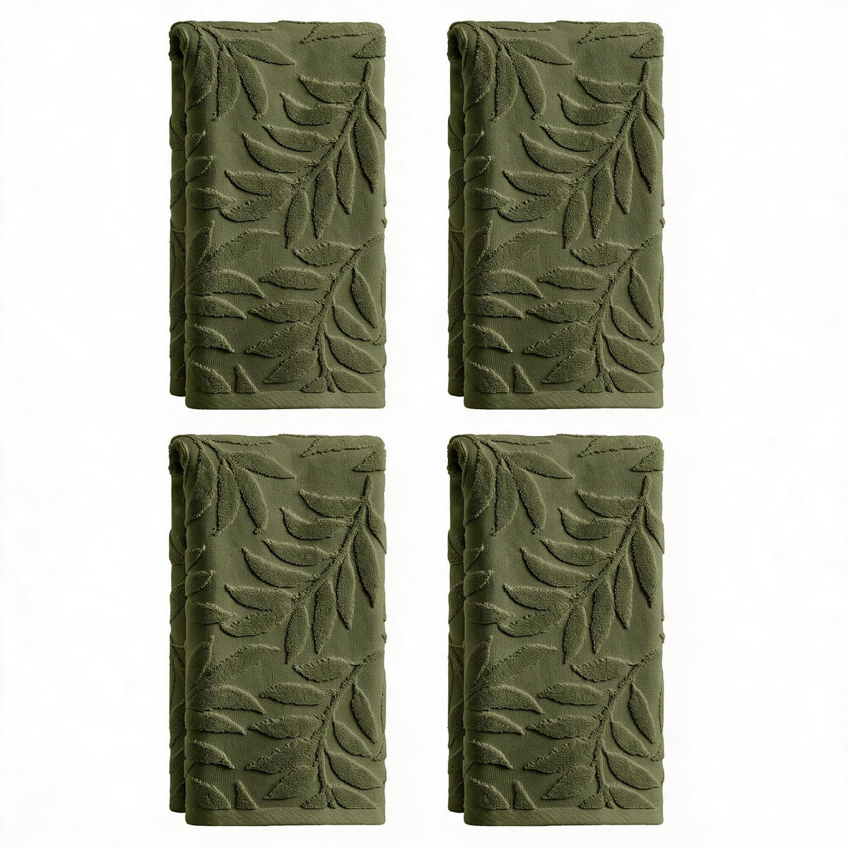 Artoid Mode 2 Pcs Beige 3D Leaves Jacquard Hand Towels for Bathroom, 100% Cotton Soft Absorbent Bathroom Decor Towels, 13.7 x 29.5 Inch