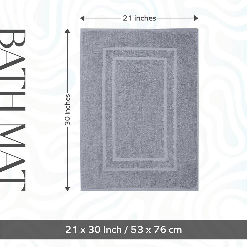 Feather & Stitch 100% Cotton Bath Mats 2 Piece 30x21 Inches, Grey