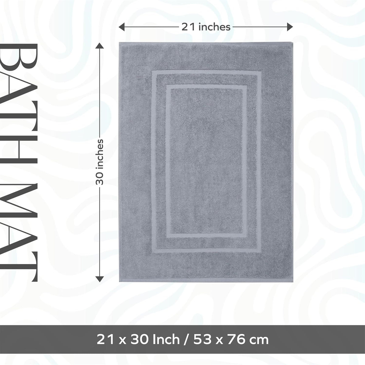 Feather & Stitch 100% Cotton Bath Mats 2 Piece 30x21 Inches, Grey