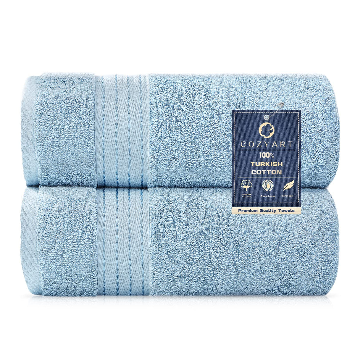 COZYART Luxury Bath Towel Set 6 Pcs, Dark Green 100% Turkish Cotton 650 GSM