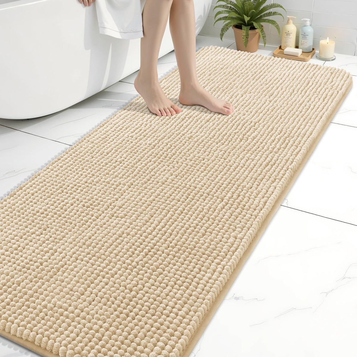 Arotive Chenille Bathroom Rugs 30x20, Soft Absorbent Bath Mat, Grey