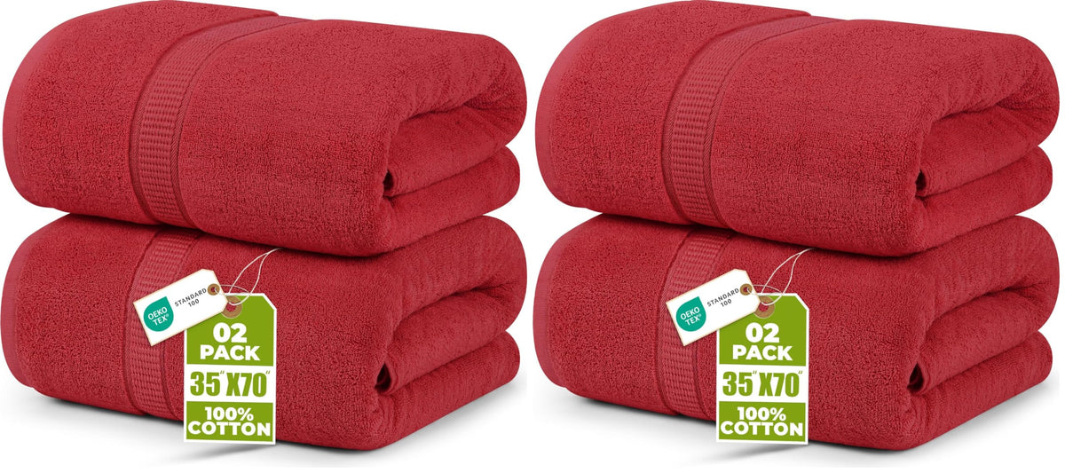 Utopia Towels Jumbo Bath Sheets, 2 Pack, 35x70 in, 600 GSM Cotton, White