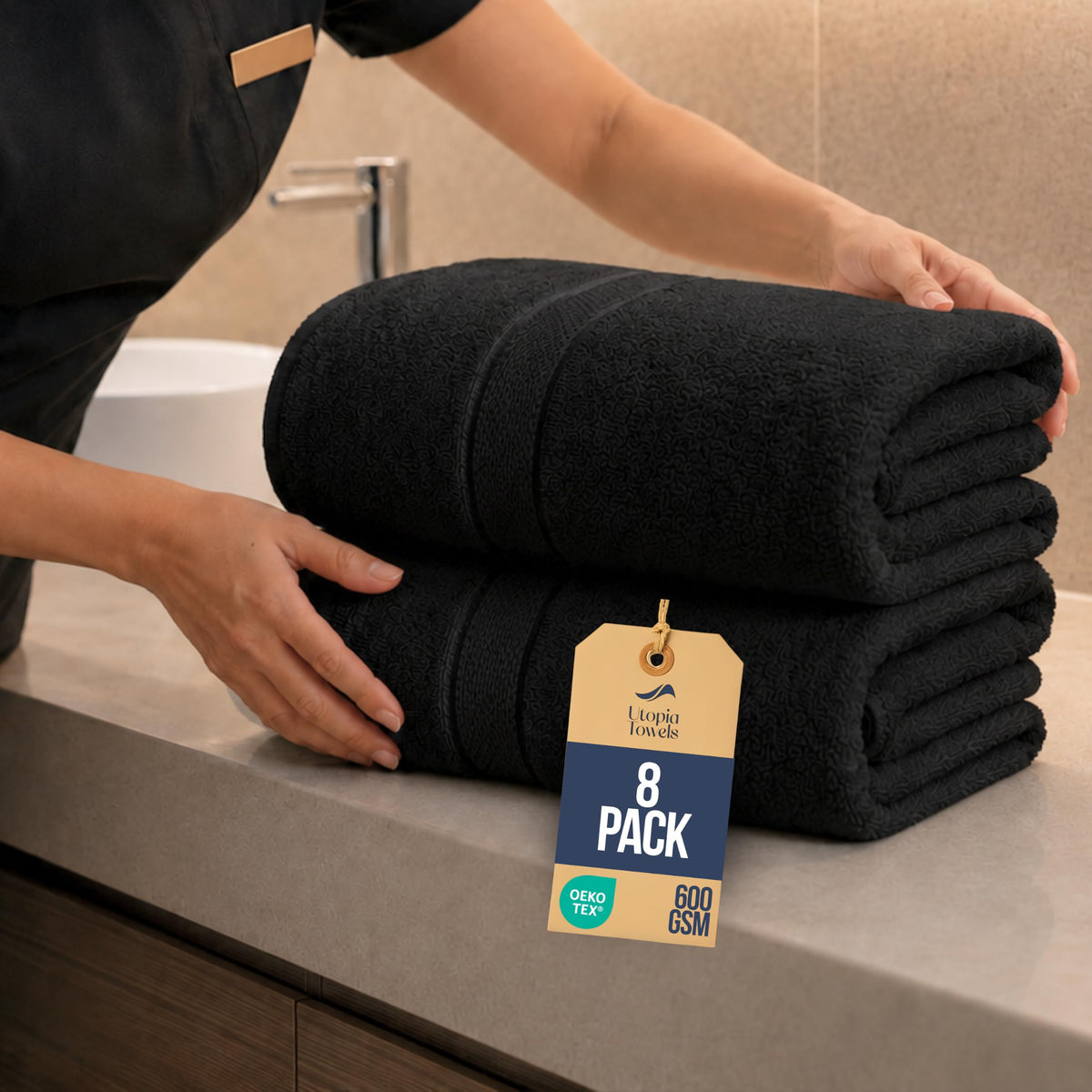 Utopia Towels Jumbo Bath Sheets, 2 Pack, 35x70 in, 600 GSM Cotton, White