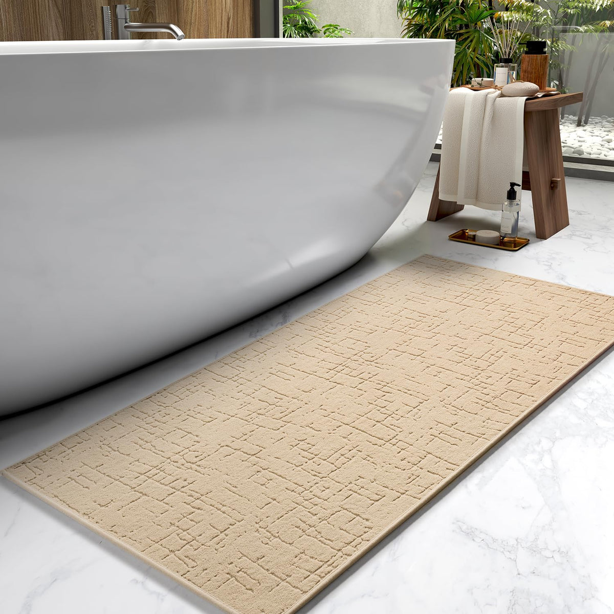 AMOAMI-Bath Mat-Absorbent Quick Dry Bathroom Floor Mats-Washable Rubber Backing Bath Mats for Bathroom Rugs Fit Under Door-Bath Rug for in Front of Sink Bathtub Shower Room, Grey 17''x24''