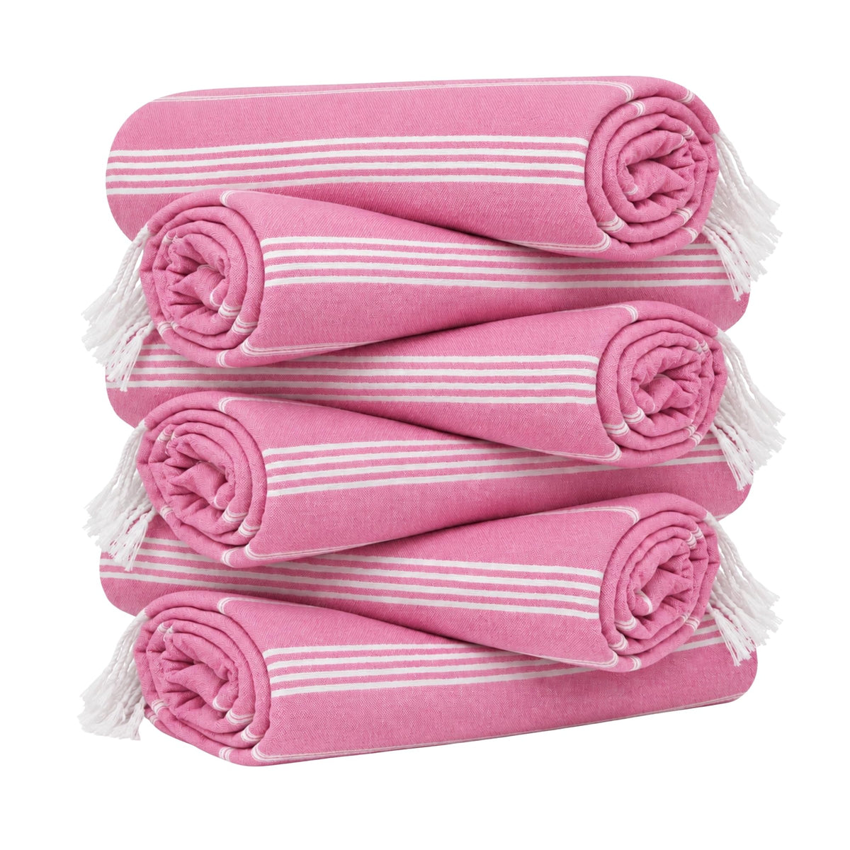 HAVLULAND Turkish Beach Towels, Set of 6, Oversized 72" x 40", 100% Cotton