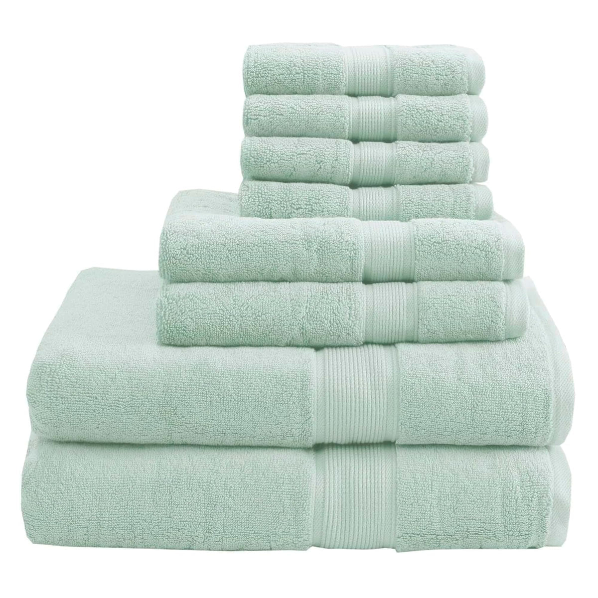 Madison Park 800GSM 100% Cotton Bathroom Bath Towel Set of 8, Light Blue