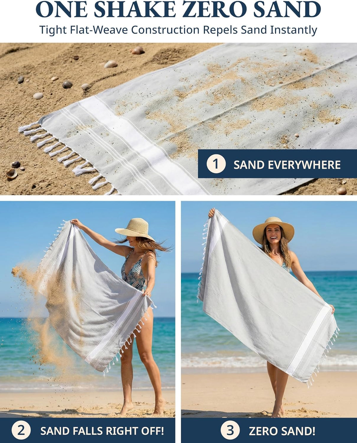 LANE LINEN Turkish Towels 6 Pcs, Beach Towels Oversized, Soft - Beach Party