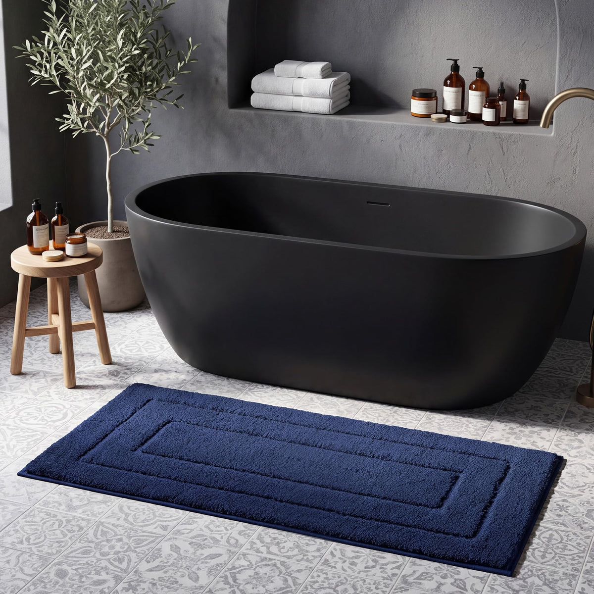 GRANNY SAYS Gray Bathroom Rug 20" x 30", Non-Slip Microfiber Bath Mat