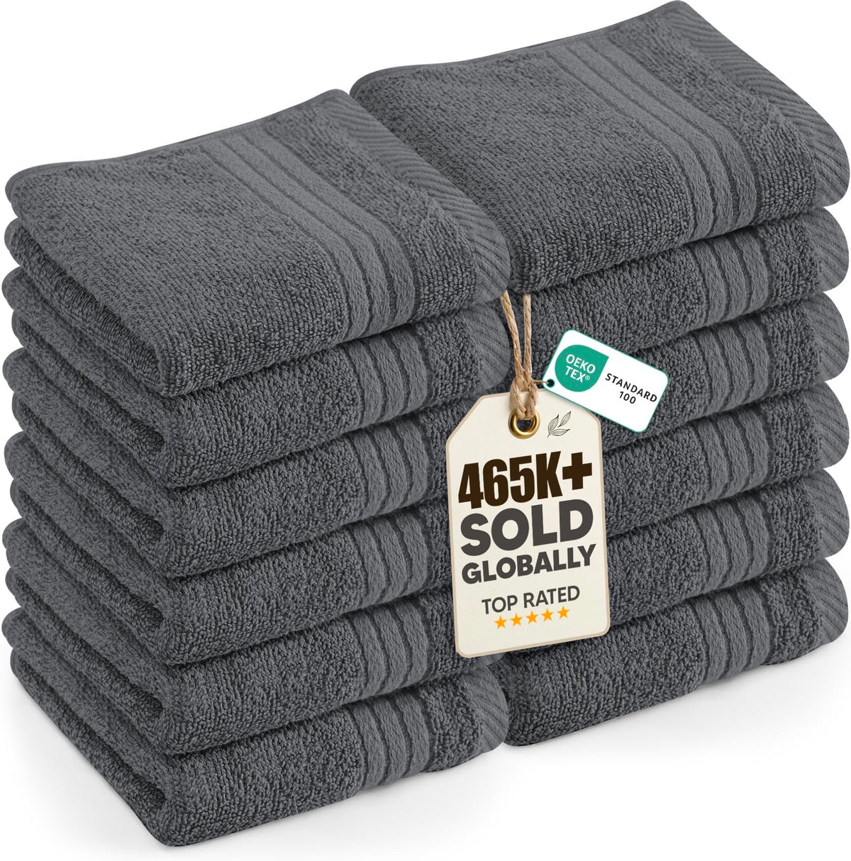 Utopia Towels 12 Pack Premium Wash Cloths, 12x12 in, 100% Cotton, Black