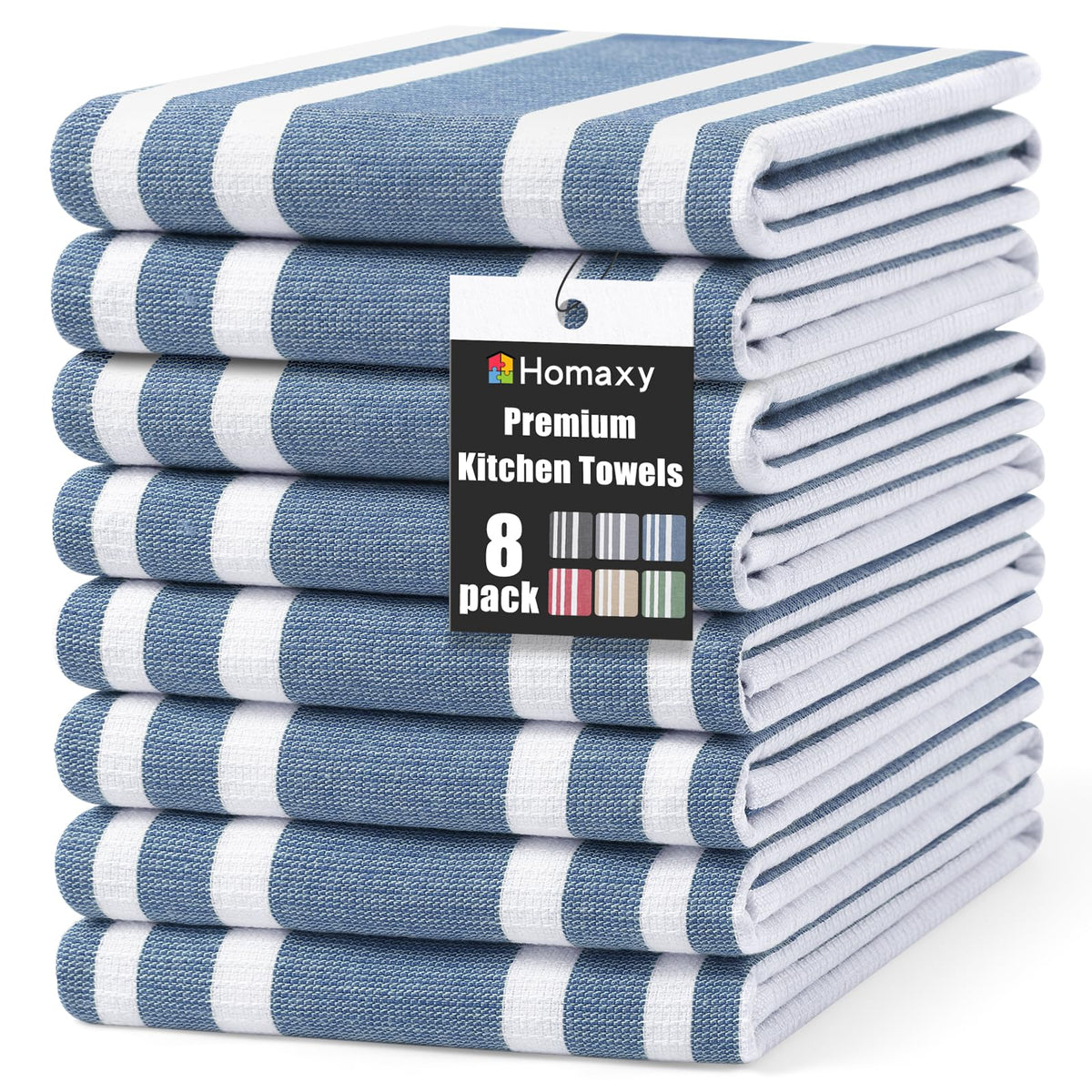 Homaxy 380 GSM Cotton Premium Kitchen Towels 6 Pack, 18"x 28", Khaki
