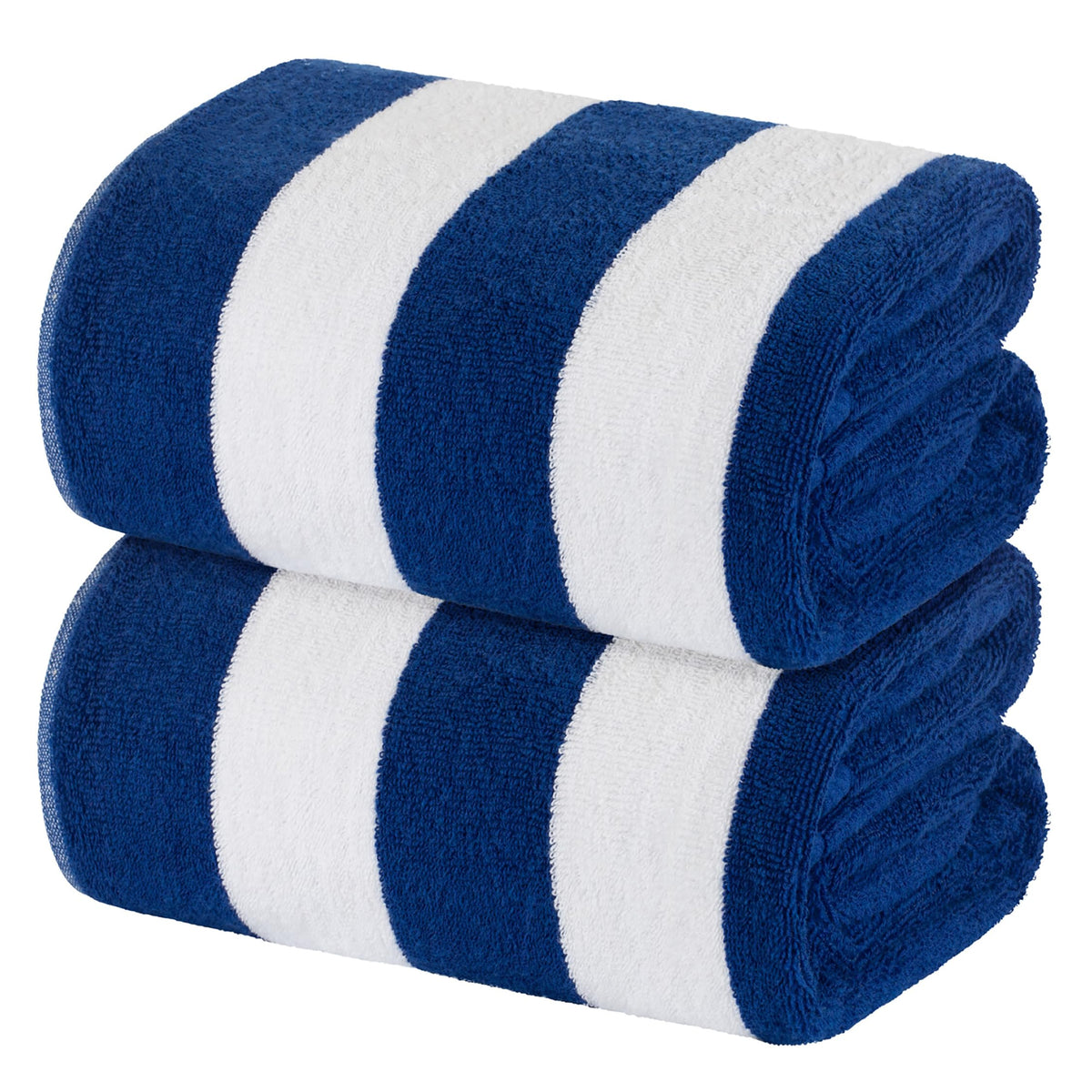 White Classic Beach Towels Oversized Cabana Stripe Cotton Bath Towel Large - Luxury Plush Thick Hotel Swim Pool Towels for Adults Super Absorbent Quick Dry - 35x70 Beige [2 Pack]