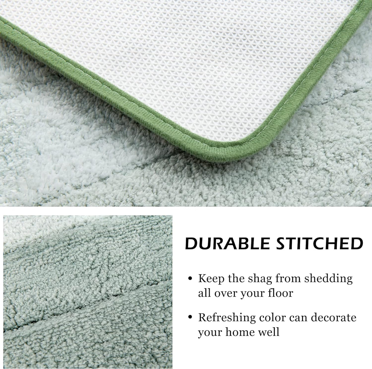Kmson Ombre Bath Mat for Bathroom, Non Slip Ultra Soft and Thick Water Absorbent Bath Carpet, Machine Washable & Quick Dry Bathroom Rug, for Bedroom Door Living Room Green 17" x 24"