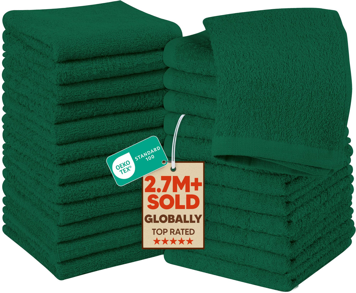 Utopia Towels 24 Pack Cotton Washcloths Set, 100% Ring Spun Cotton, Premium Quality Flannel Face Cloths, Highly Absorbent and Soft Feel Fingertip Towels, White