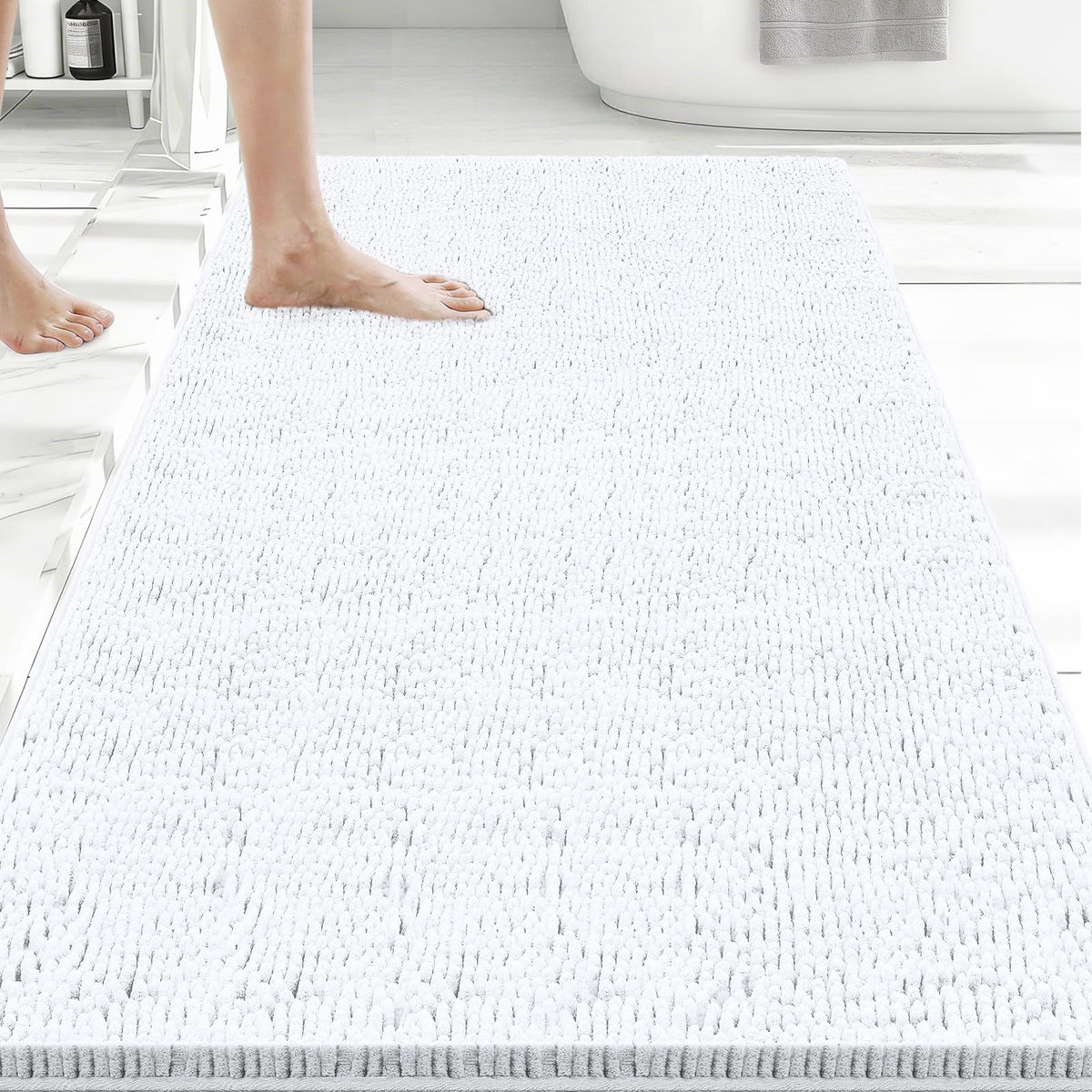 Bcoimo Small Bath Rug Mat,Sage Chenille High Absorbent Bathroom Floor Mats
