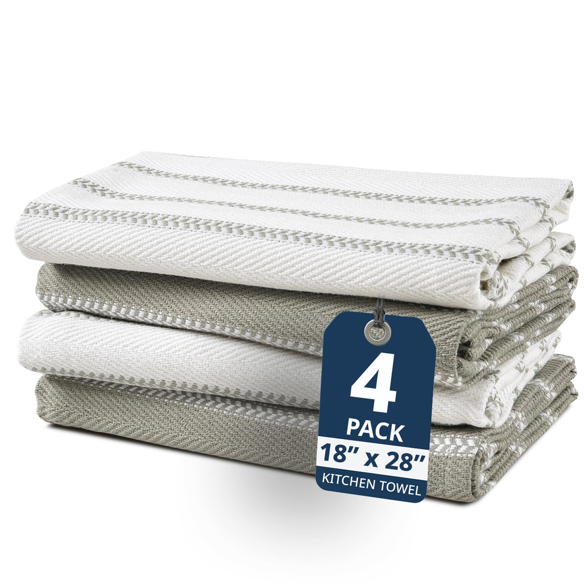 LANE LINEN Dish Towels for Kitchen 100% Cotton Tightly Woven 6 Pack - Olive