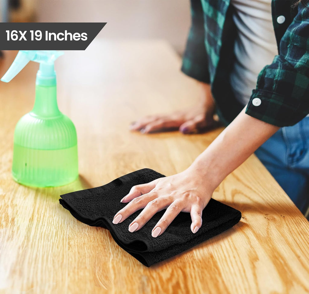 Utopia Towels Kitchen Bar Mops, Pack of 12, 16x19 in, 100% Cotton, Black
