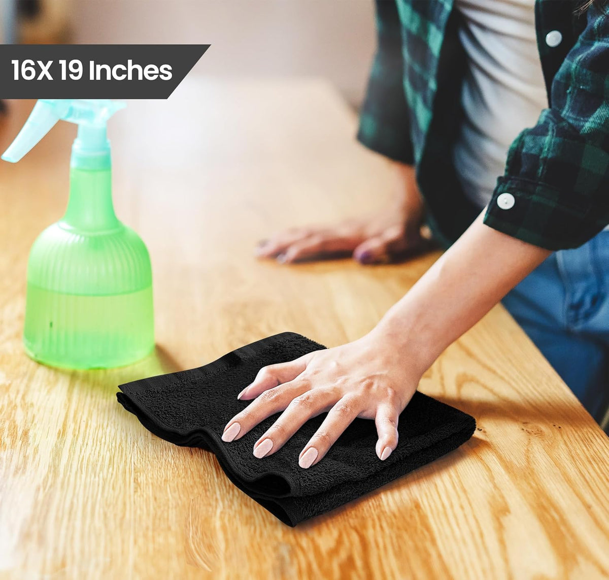 Utopia Towels Kitchen Bar Mops, Pack of 12, 16x19 in, 100% Cotton, Black