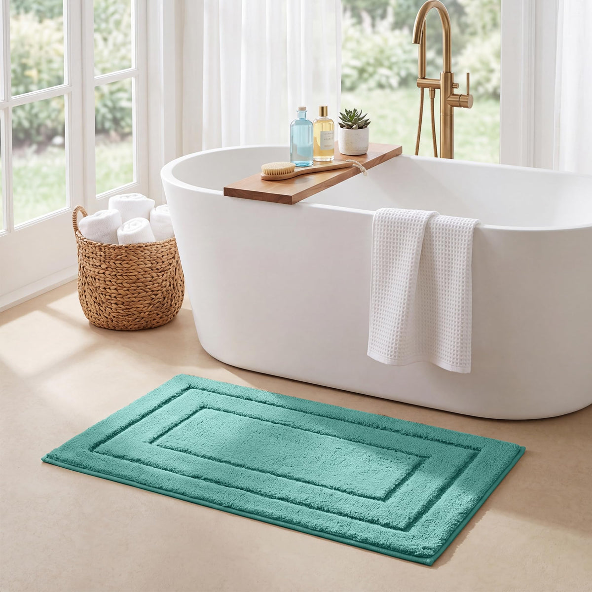 GRANNY SAYS Gray Bathroom Rug 20" x 30", Non-Slip Microfiber Bath Mat