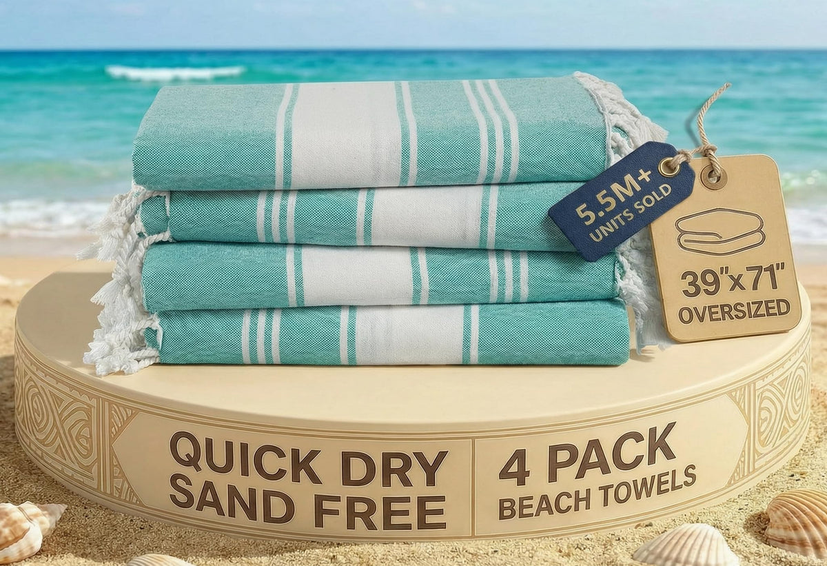 LANE LINEN Turkish Towels 6 Pcs, Beach Towels Oversized, Soft - Beach Party
