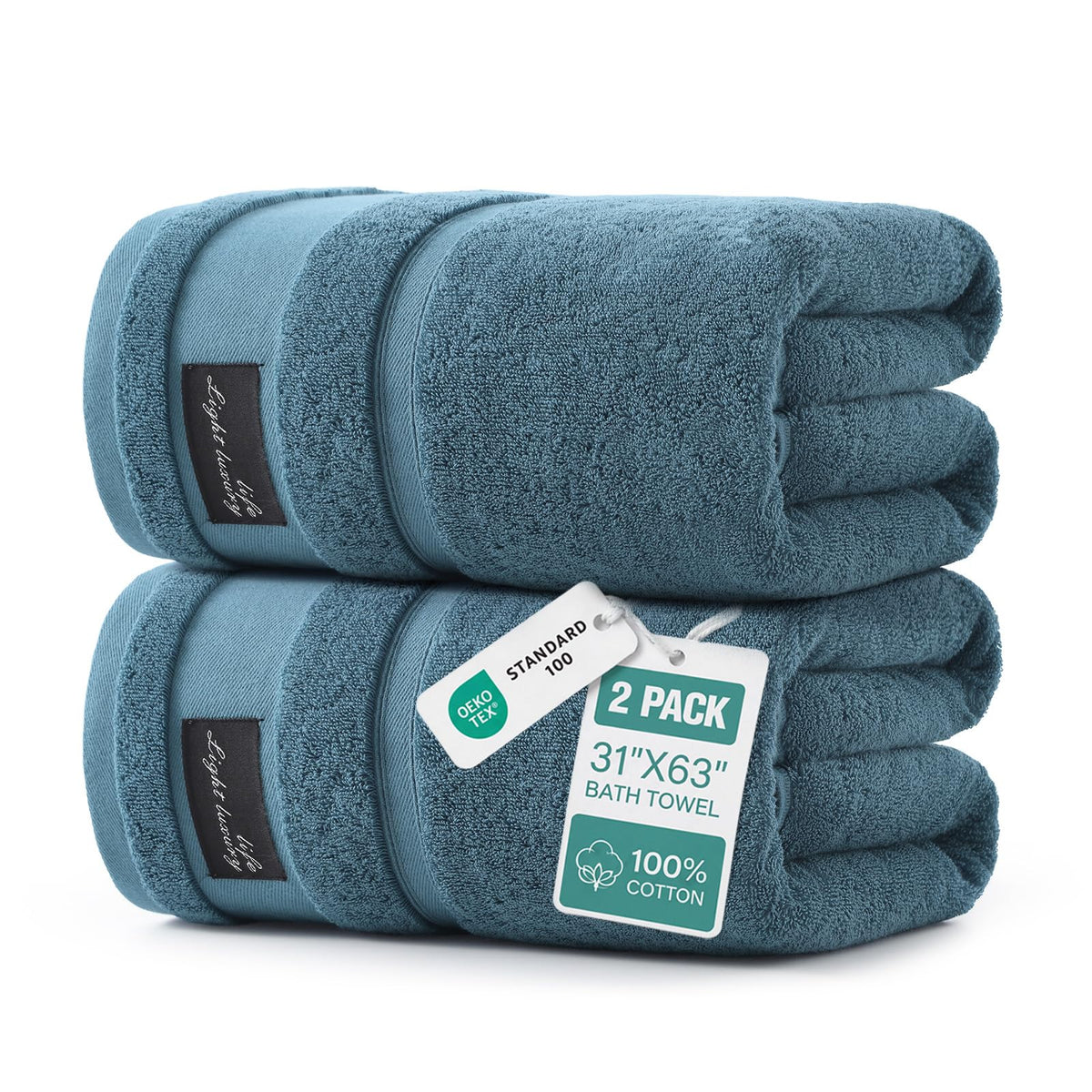 REDKISS 2 Pack Bath Towels Large 32x63 Inches, Heavyweight 760G - Pink