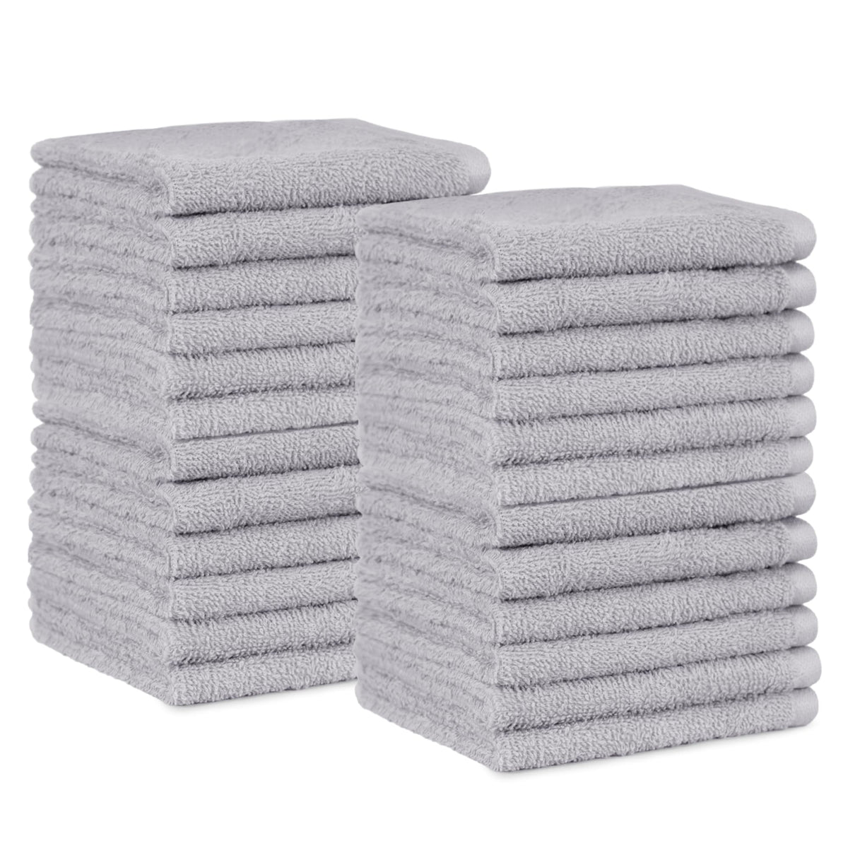 Amazon Basics Fast Drying Cotton Washcloths for Bathroom, Machine Washable, Soft and Highly Absorbent, 12 x 12 in, White, 24-Pack