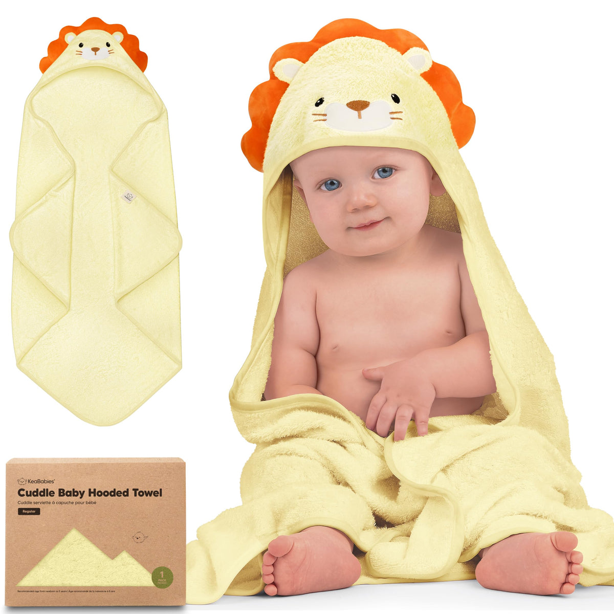 KeaBabies Hooded Baby Towel for Newborn, Baby Bath Towels (Duck, 35x35)
